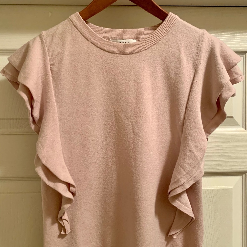 Milly pink Blouse with Ruffle Trim